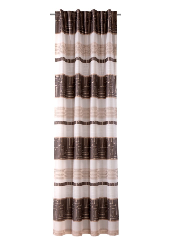 Schöner Leben Gardine mit Schlaufenband Jacquard Streifen weiß dunkelgrau beige 140x245cm Vatertagsangebot