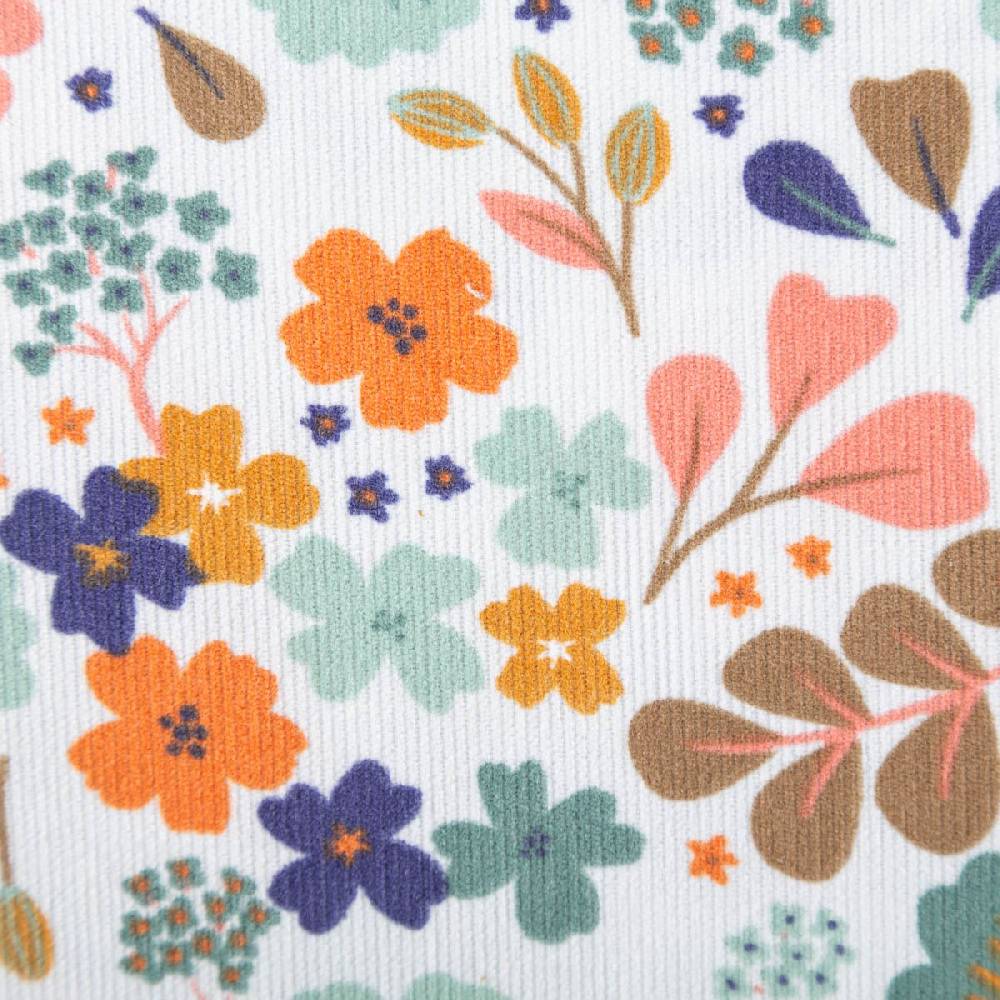 Schöner Leben Cord Stoff Feincord Blumen Blätter mint grün blau orange 1,4m Breite Top Angebot