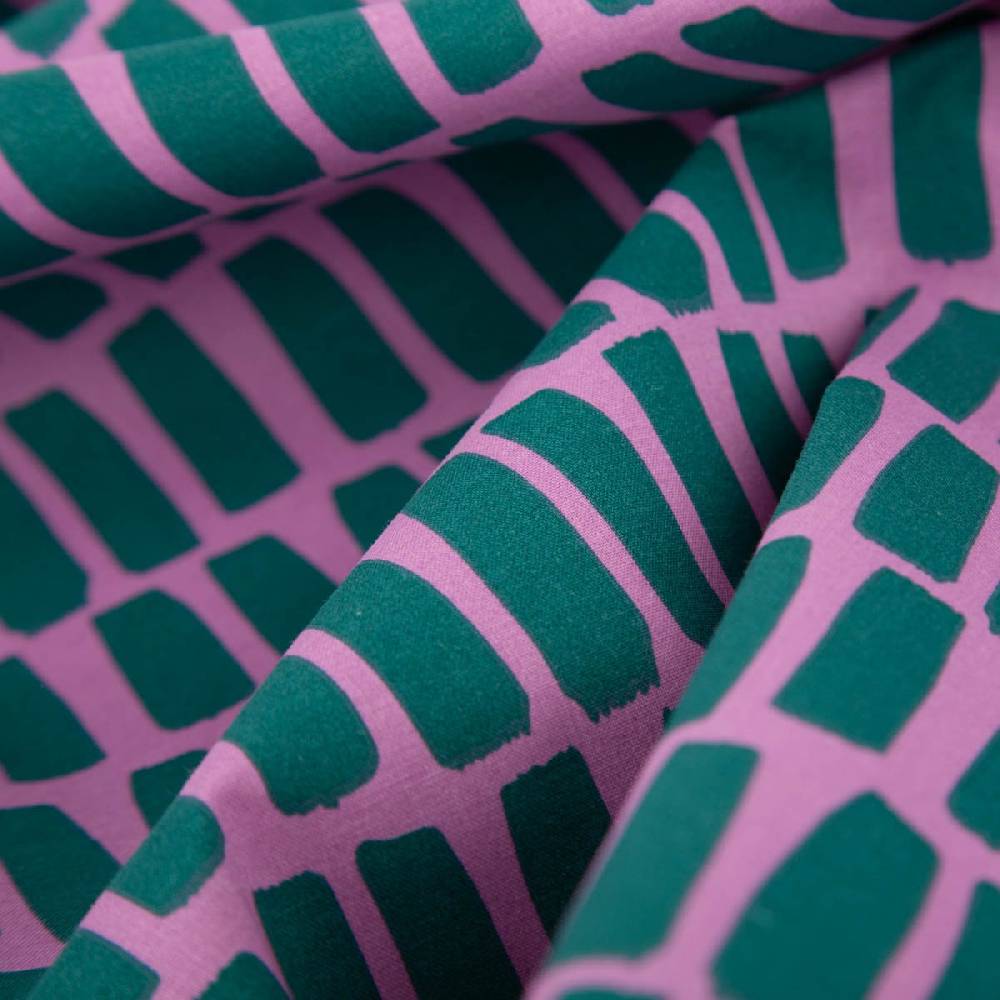 Schöner Leben Tischdeckenstoff abwaschbar Baumwollstoff beschichtet DOTS AND STRIPES Striche pink petrol 1,45m Breite Räumungsverkauf