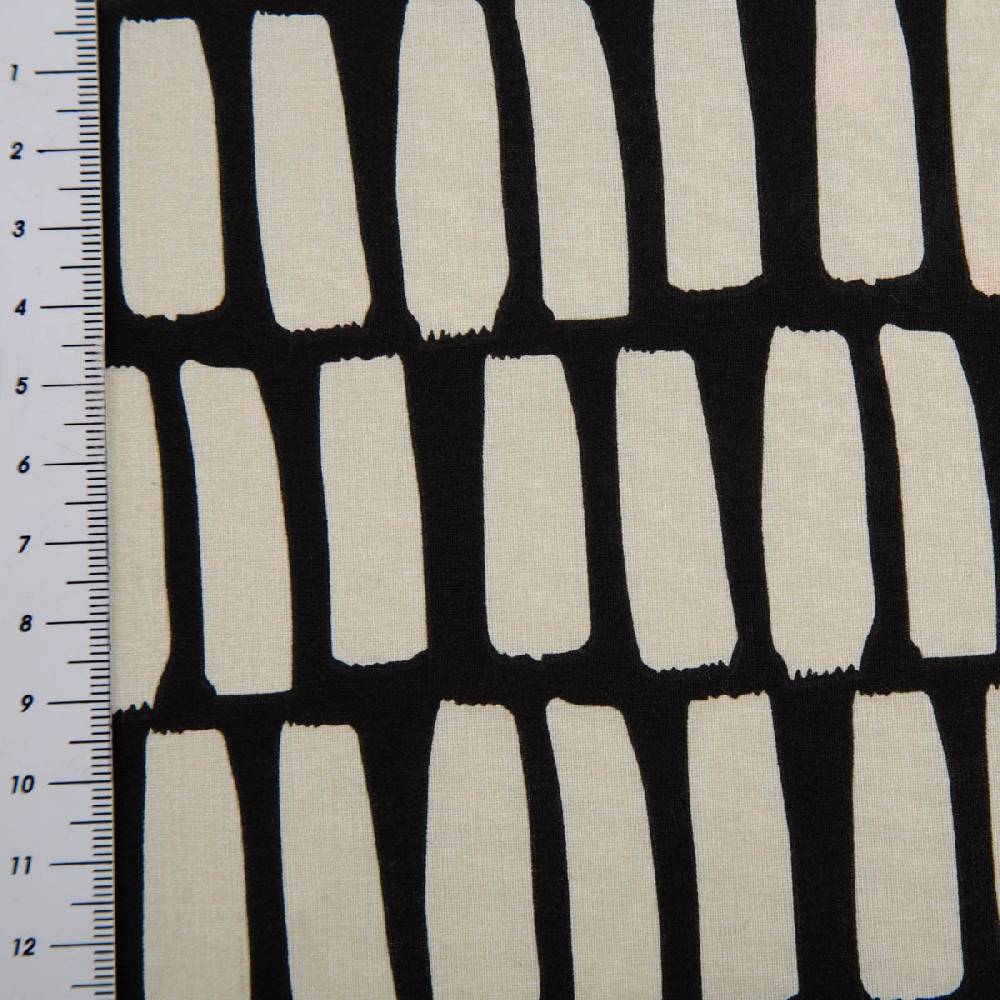 Schöner Leben Tischdeckenstoff abwaschbar Baumwollstoff beschichtet DOTS AND STRIPES Striche schwarz offweiß 1,45m Breite Kauf eins, bekomm eins gratis