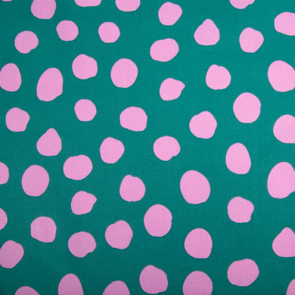 Schöner Leben Tischdeckenstoff abwaschbar Baumwollstoff beschichtet DOTS AND STRIPES Punkte groß petrol pink 1,45m Breite Tägliche Deals