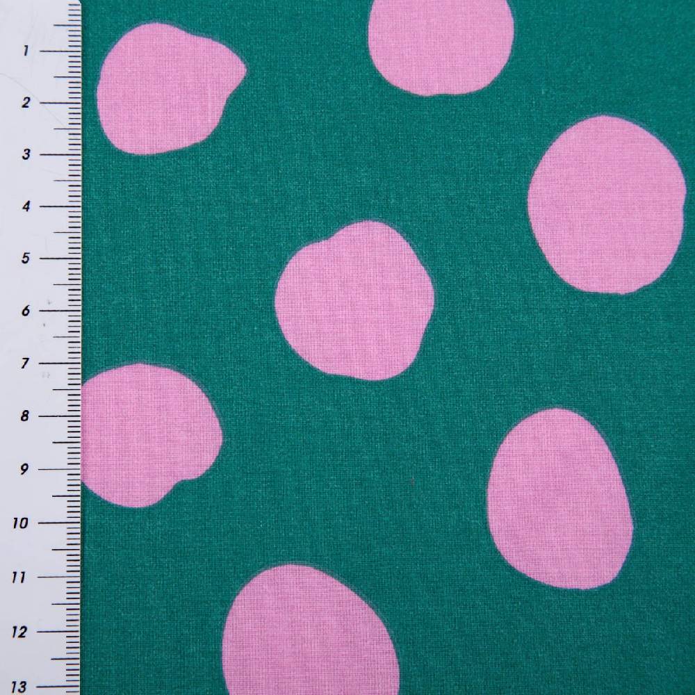 Schöner Leben Tischdeckenstoff abwaschbar Baumwollstoff beschichtet DOTS AND STRIPES Punkte groß petrol pink 1,45m Breite Tägliche Deals