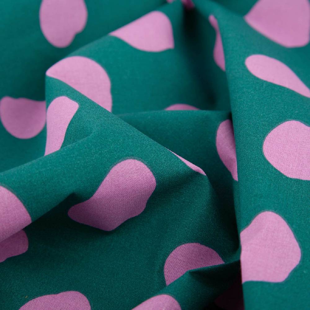 Schöner Leben Tischdeckenstoff abwaschbar Baumwollstoff beschichtet DOTS AND STRIPES Punkte groß petrol pink 1,45m Breite Tägliche Deals