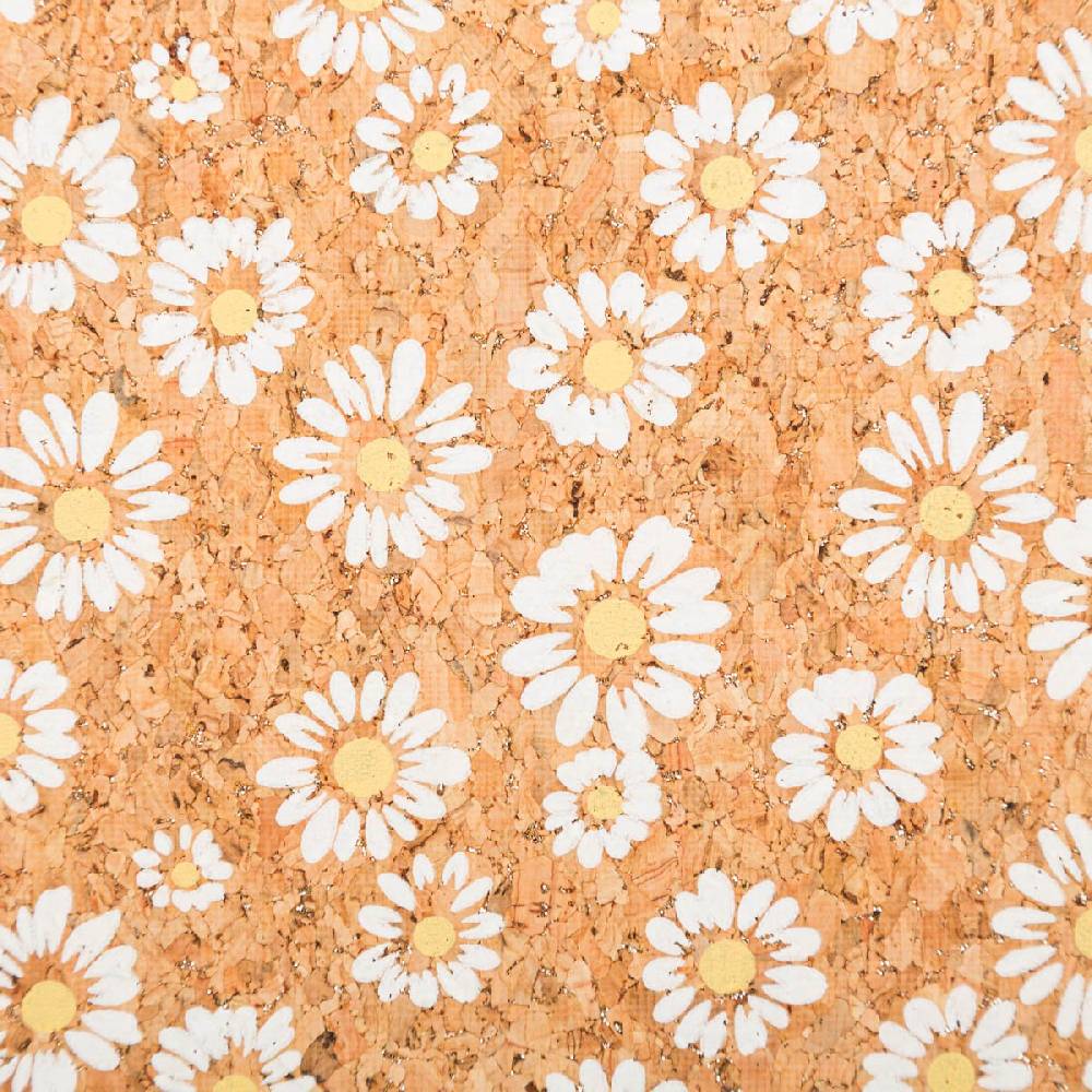 Schöner Leben Korkstoff Kork Meterware Gänseblümchen Glitzer natur weiß 0,60m Breite Letzte 2 Tage