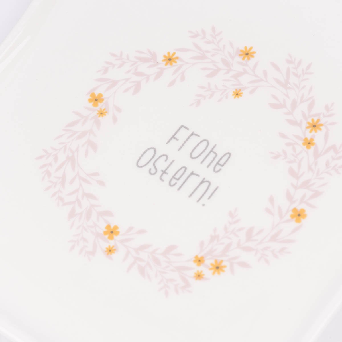 Schöner Leben Toastteller Frohe Ostern Blumenkranz weiß rosa gelb 14,5x15,5cm von Grafik Werkstatt Riesige Rabatte