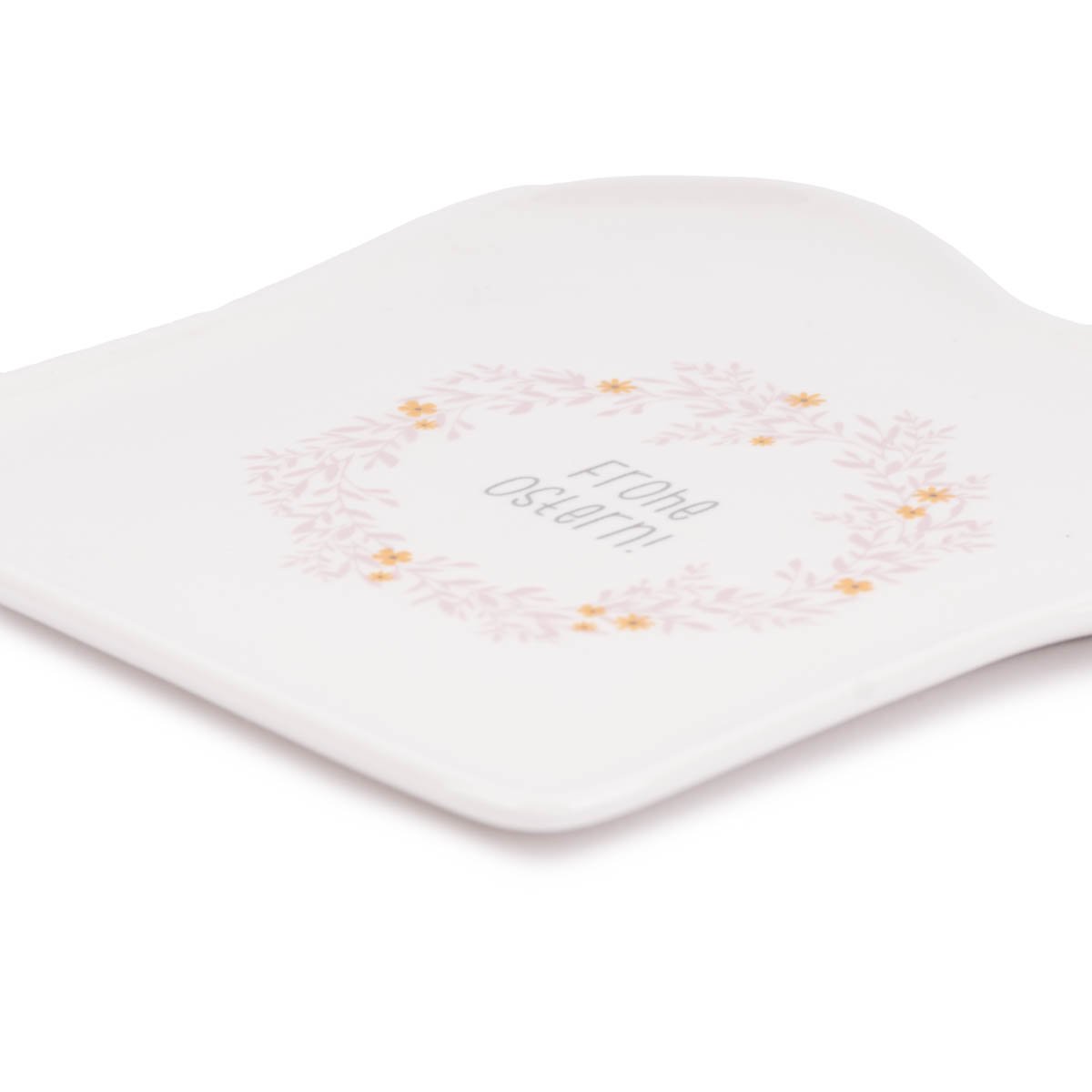 Schöner Leben Toastteller Frohe Ostern Blumenkranz weiß rosa gelb 14,5x15,5cm von Grafik Werkstatt Riesige Rabatte