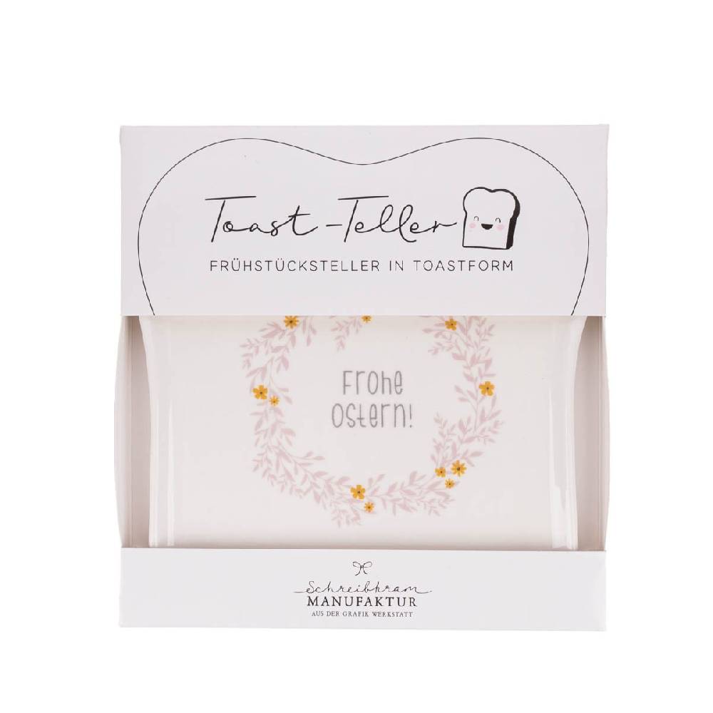 Schöner Leben Toastteller Frohe Ostern Blumenkranz weiß rosa gelb 14,5x15,5cm von Grafik Werkstatt Riesige Rabatte