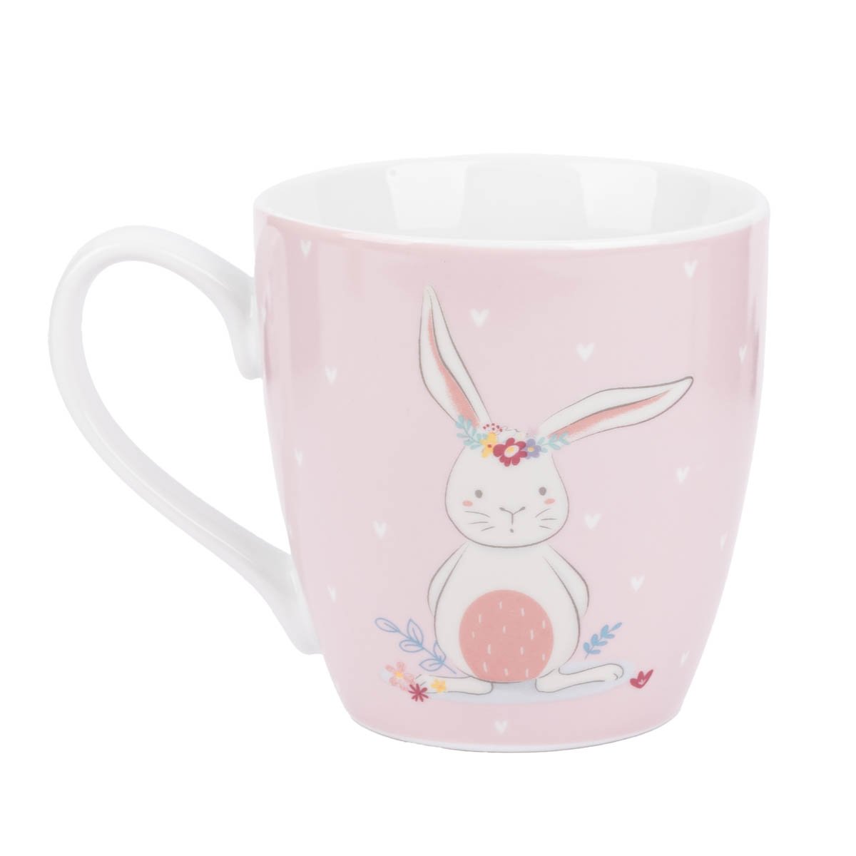 Schöner Leben Große Tasse Hase mit Blumenkranz gelb oder rosa 450ml Kostenloser Versand international