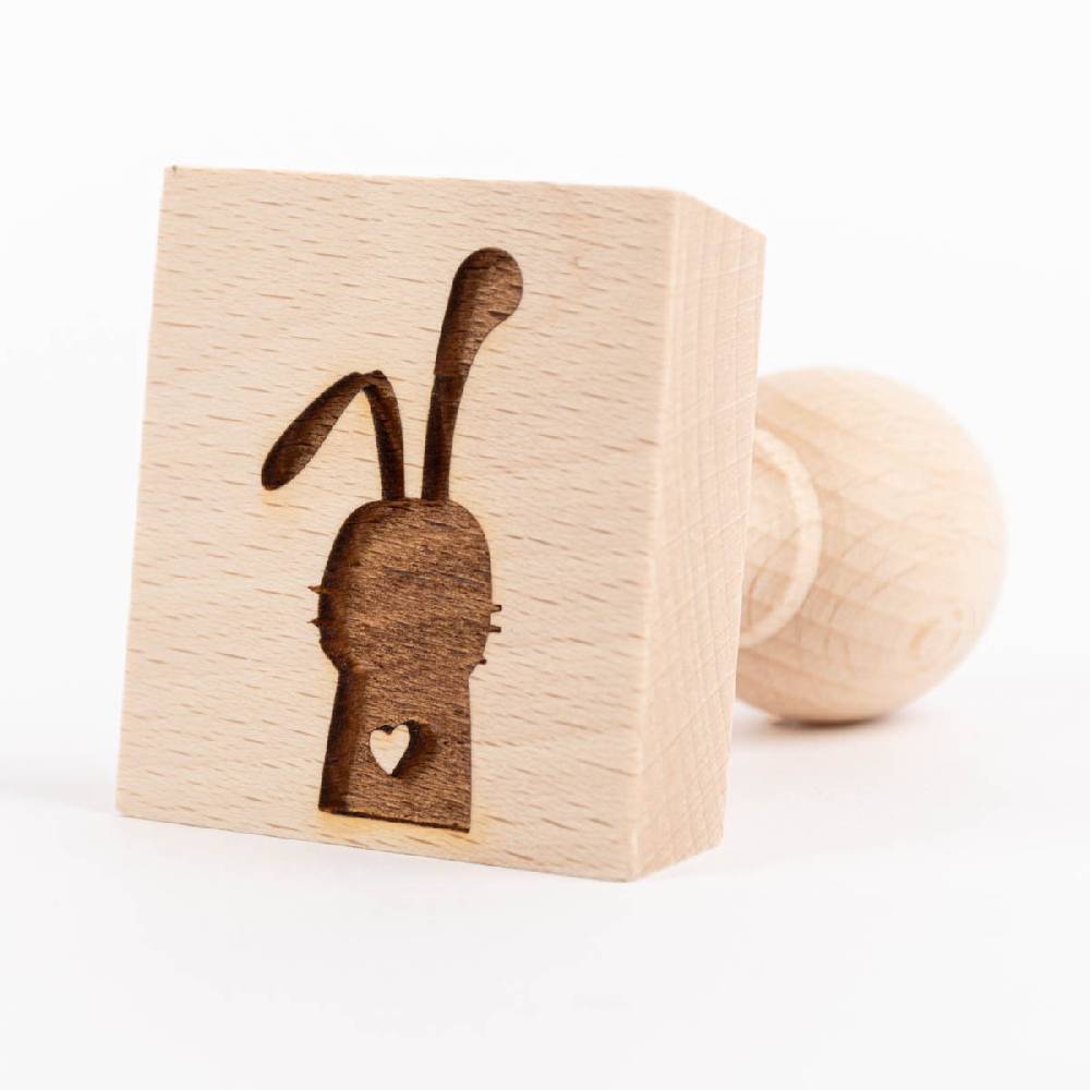 Schöner Leben 3er Set Keksstempel Hase verschiedene Motive aus Holz 5,5x5,5x8cm Fabrikladen