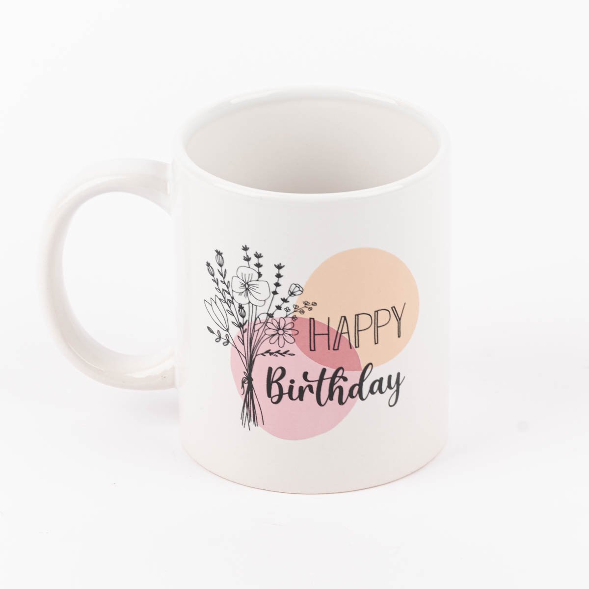 Schöner Leben Tasse Happy Birthday oder Alles Liebe Porzellan weiß rosa orange 350ml