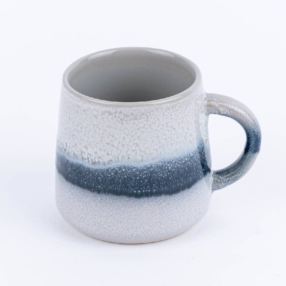 Schöner Leben Sass & Belle Tasse Mojave glasiert Steinzeug grau blau weiß 350ml