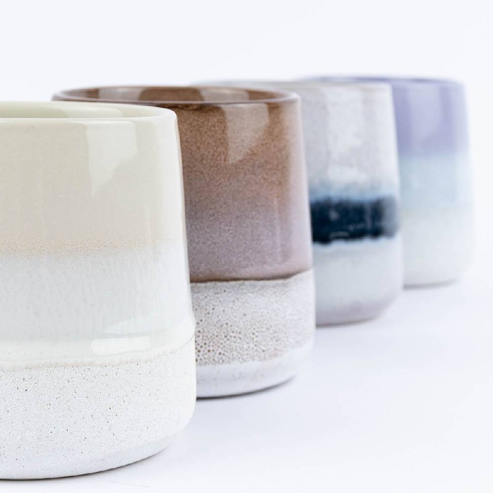Schöner Leben Sass & Belle Tasse Mojave glasiert Steinzeug grau blau weiß 350ml Schlussverkauf
