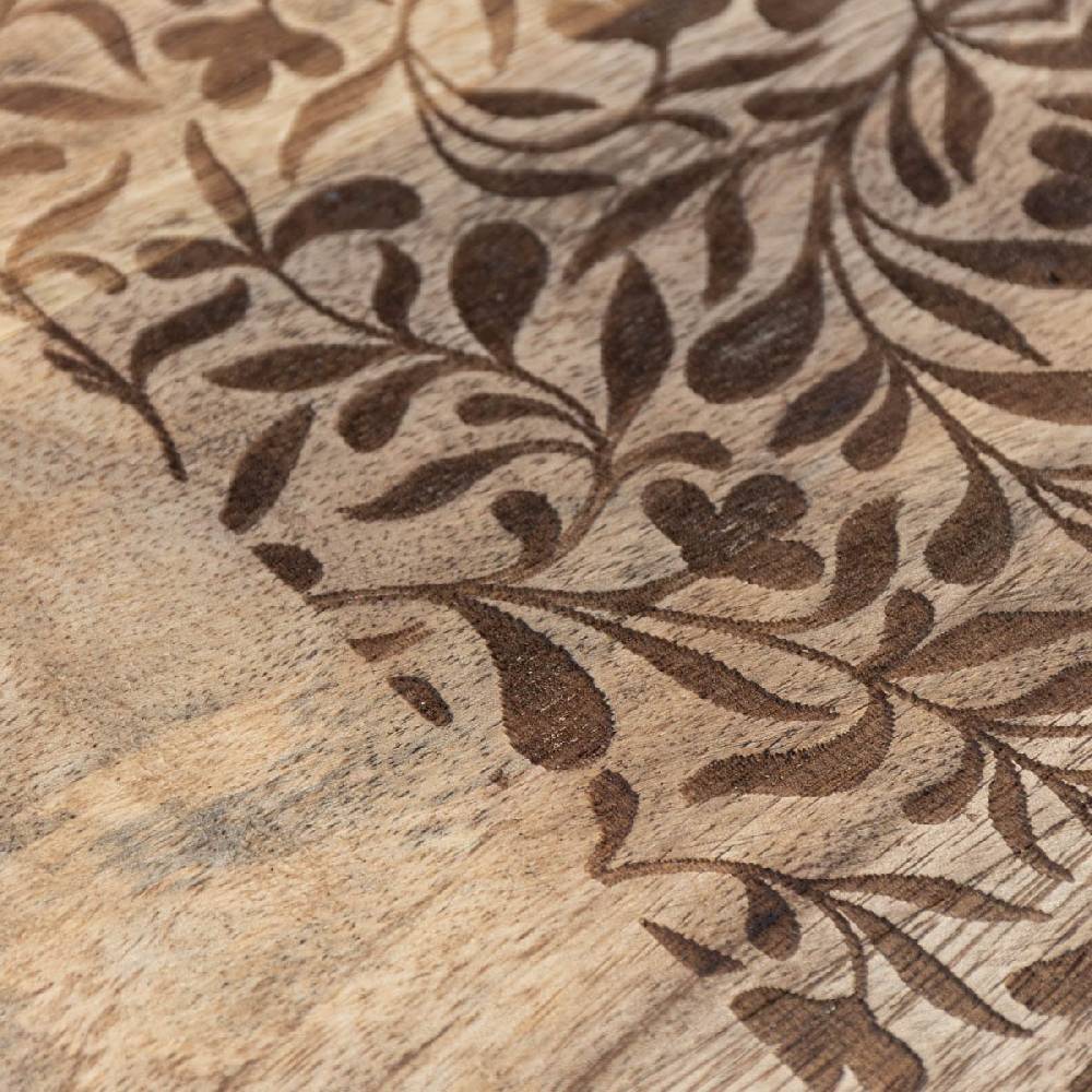 Schöner Leben Schneid- und Servierbrett mit Blumenrankenprägung Mangoholz natur 35,5x18x2,5cm Limitierter Zeitrabatt