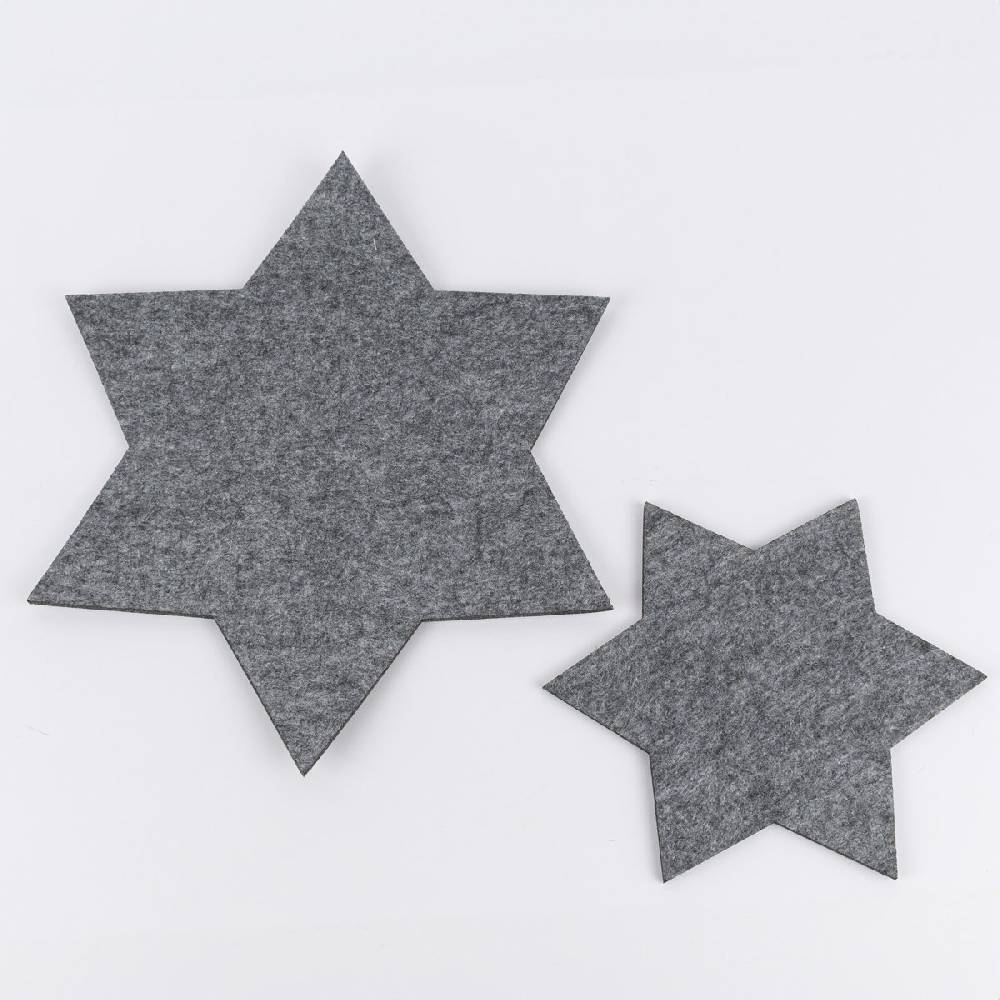 Schöner Leben Platzset Stern aus Filz grau groß 40cm oder klein 25cm Versandkostenfrei