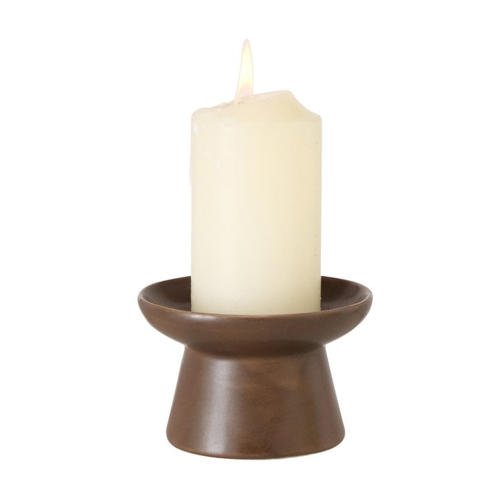 Schöner Leben Kerzenständer aus matt lasiertem Steingut schwarz oder braun 5,5x9cm Zeitbegrenzte Promotion