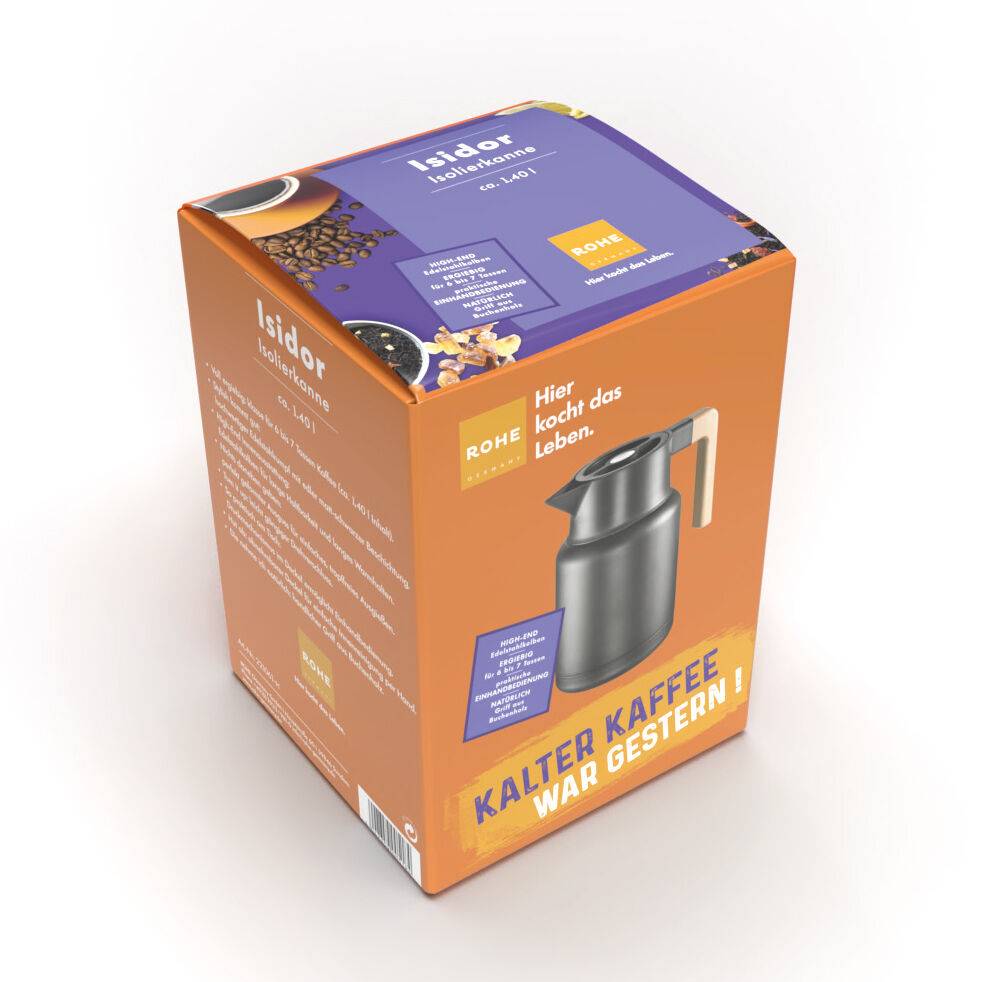 Schulte Ufer Isolierkanne Isidor, ca. 1,4 l, schwarz / chrom Flash Sale